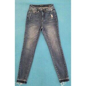 Judy Blue Skinny Fit size 7/28 Jeans Womens Denim Blue Distressed Raw Hem